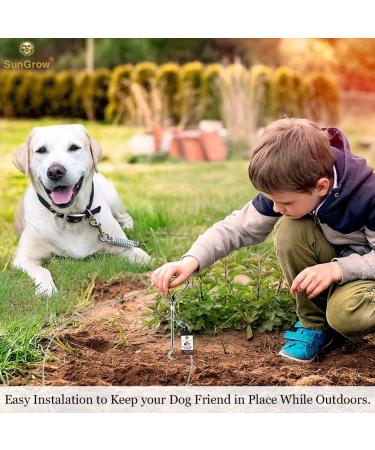 SunGrow Heavy-Duty Steel Dog Tie-Out Cable and Stake Spiral Ground Anchor Spike with 360 Rotating Ring Dog Tether Travel Accessories Outdoor Yard Camping Accessories for Dogs up to 80 Pounds - Buy Online on SooperMarket.com