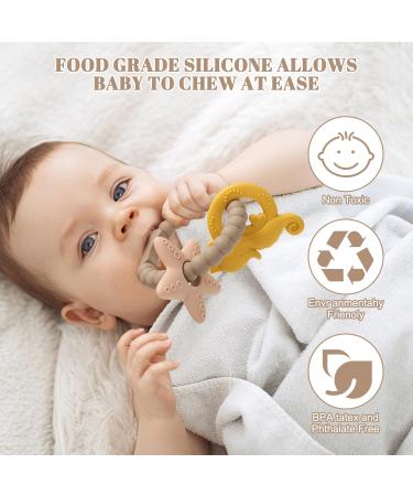 ClDy Bite Ring for Babies | BPA-Free Silicone Teething Toys | Ocean Brown | Soothing & Stimulating Gum Relief for Infants 3 Months+ - Buy Online on SooperMarket.com