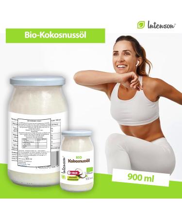 Intenson - Organic Coconut Virgin Oil 900 ml | Cold Pressed | Unrefined | Vegan | Glass Jar - Buy Online on SooperMarket.com