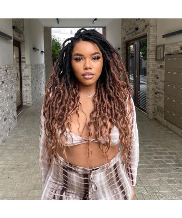 ToyoTress Toceana Wavy Locs Crochet Hair - 24 inch 8 Pcs OT30 Ombre Brown Pre-twisted Crochet Braids Pre-looped Goddess Faux Locs Synthetic Braiding Hair Extensions(24 Inch, OT30) 24 Inch OT30