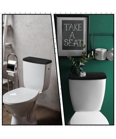 4 Pcs Black Fabric Stretch Toilet Tank Lid Cover Set - Bathroom Decor Accessories - 15.75 x 16.93 Inches - Buy Online on SooperMarket.com