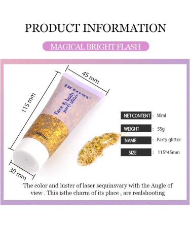 Mermaid Sequins Body Glitter Gel 50ml - Sparkling Chunky Lotion for Face, Hair, and Nails - Cosmetic Shimmer Eyeshadow - Perfect for Christmas Parties - Pink, Silver, Gold - Buy Online on SooperMarket.com