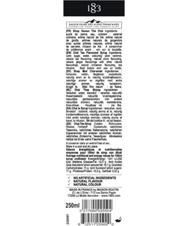 Routin 1883 Premium Chai Tea Syrup 250ml | Glass Bottle Chai Tea - Buy Online on SooperMarket.com