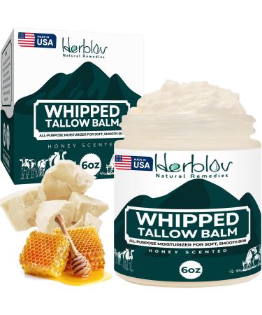 Beef Tallow Balm Natural Grass Fed Whipped Tallow and Honey All Purpose Balm Moisturizing Face and Body Lotion for Eczema Cracked Dry Itchy Irritated Skin Skin Repair Skincare Made in USA