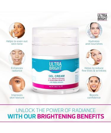 ULTRA BRIGHT Skin Brightening Gel Cream - 1 fl oz / 30 ml - Hydrating & Moisturizing Cream to Even Out Skin Tone - Boost Skin Radiance and Improves skin texture with Alpha Arbutin & Glycerin - Buy Online on SooperMarket.com