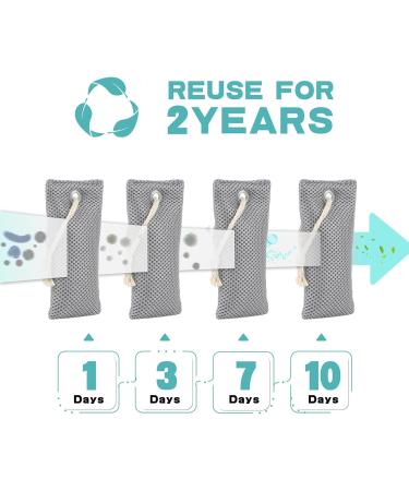 Nature Fresh Activated Charcoal Air Purifier Bags - Odor Eliminator Moisture Absorber & Natural Car Freshener (4 Pack 200g Each) - Perfect for Home Pets Shoes & Closets - Buy Online on SooperMarket.com
