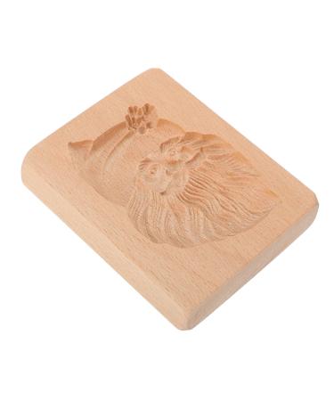 HOMSFOU 1pc Wooden Cookie Santa Candy Christmas Santa Holiday Molds Wood Cookie Xmas Cookie Ice Cream Chocolate Fudge Xmas Cookie Making Mold Embossed Embossing Machine 3D