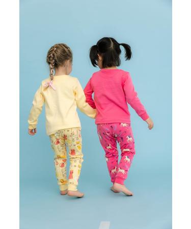 Artie Baby Girls 100% Cotton Long Sleeve Pyjamas for Kids | Set of 2 Footless Pajamas | Comfortable Nightwear for Children 12M-8Y | 5-6 Years, Yellow - Buy Online on SooperMarket.com