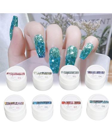 Glitter Nail Polish 8 Shiny Metallic Colors Professional Nail Gel for Salon - Buy Online on SooperMarket.com