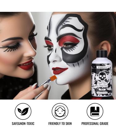 BOBISUKA Black Liquid Face and Body Paint - Washable Non-Toxic Fast Drying Makeup for Halloween Skeleton Skull Cosplay SFX - 130ml Large Capacity - Buy Online on SooperMarket.com