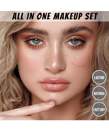 All in one Makeup Set Full Makeup Kit with Makeup Bag Portable 40Color Eyeshadow Palette Face Primer Foundation Make up Concealer Eyeliner Stamp Mascara Lip Gloss Make-up Set Travel - Buy Online on SooperMarket.com