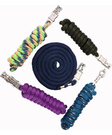 Merauno Lead Rope for Horse - Tie Rope in Various Stylish Designs Lead Rope Pony Donkey Goat with Panic Hook Black Blue Rose Gold Beige (Navy Blue Panic Hook) - Buy Online on SooperMarket.com