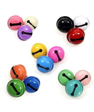TOAOB 15pcs Mixed Colours Jingle Bells Craft Bells Metal Sleigh Bell 22mm for Festival Decorations Dog Cat Collars Jewelry Making Party Ornaments