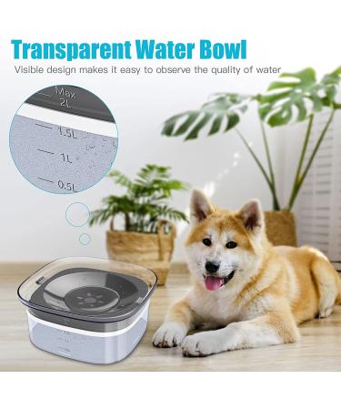UPSKY 70oz No Spill Dog Water Bowl - Large Capacity Slow Feeder & Transparent Dispenser for Dogs and Cats - Travel-Friendly Design - Grey - Buy Online on SooperMarket.com