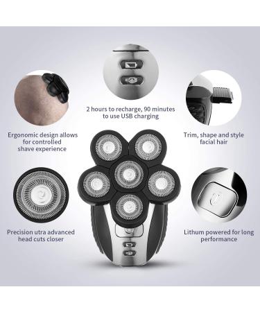 Upgraded 5-in-1 Bald Head Shaver & Grooming Kit for Men - Cordless, Waterproof Electric Razor - Buy Online on SooperMarket.com