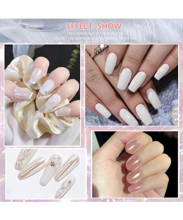 White Pearl Chrome Nail Powder - Iridescent Mirror Effect Aurora Metallic Holographic Pigment for DIY Manicure Nails - Buy Online on SooperMarket.com
