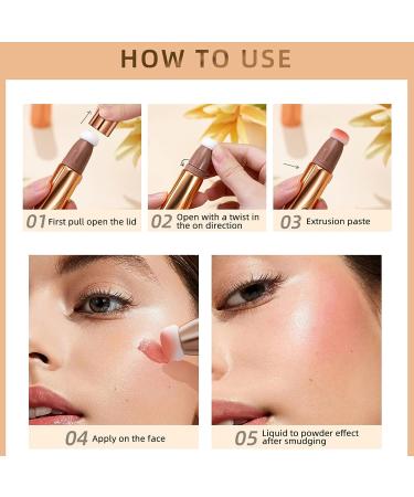Gireatick Liquid Beauty Wand Set: Matte Cheek Blusher, Contour Highlighter, Bronzer Stick with Cushion Applicator - Long Lasting, Natural Shimmer, Silky Cream Makeup - Buy Online on SooperMarket.com