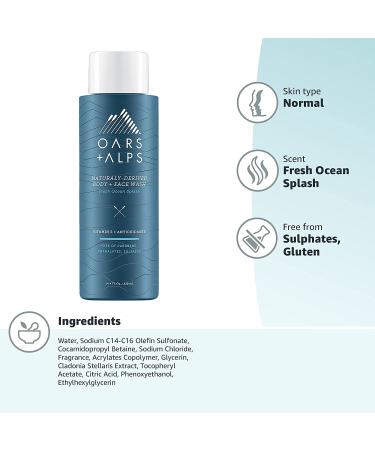 Oars + Alps Mens Body and Face Wash | Vitamin E Infused Skincare | Vegan & Gluten Free | Fresh Ocean Splash | 1 Pack - Buy Online on SooperMarket.com