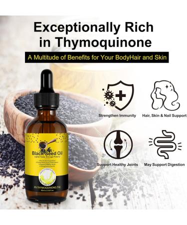 Organic Black Seed Oil - 100% Pure Natural & Cold Pressed Liquid Black Cumin Seed Oilwith Omega 3 6 9 Antioxidant and Thymoquinone for Hair Growth - Buy Online on SooperMarket.com