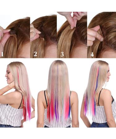 Rainbow Clip-In Hair Extensions | 50cm Dark Purple Strands | 10 Pcs 80g Realistic Smooth Hair - Buy Online on SooperMarket.com