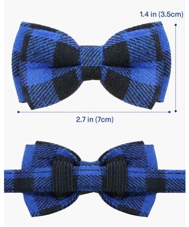 Personalized Breakaway Cat Collar with Bow Tie & Bell - Blue | Stainless Steel ID Tag Engraved | Name & Phone Number | 1 Pack - Buy Online on SooperMarket.com