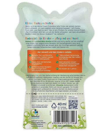 Buy Tetesept Children's Bath Fun Foam - My Dragon with Fruity Apple Scent - Nourishing & Colorful Bathing Foam (15 x 40 ml) - International Shipping Available - Buy Online on SooperMarket.com