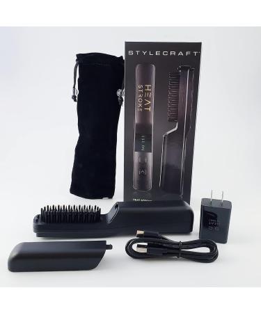 StyleCraft Heat Stroke Beard & Hair Styling Hot Brush | Anti-Scold Cool Touch Tips Black - Buy Online on SooperMarket.com