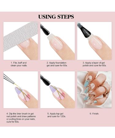 Saviland 6pcs Nail Art Liner Brushes Set with Crushed Diamond Rhinestone Handle - Nail Brush Gel Polish Painting Pen Set for Precise Nail Designs - Sizes 7/9/11/13/17/23mm | Pink - Buy Online on SooperMarket.com