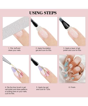 Saviland Nail Art Liner Brush Set - 6-Piece Rose Gold Nail Design Tool for Precision Liner Art & French Manicure - Buy Online on SooperMarket.com