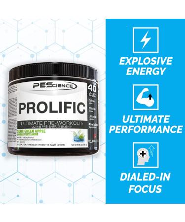 PEScience Prolific Pre Workout Powder Sour Green Apple 40 Scoop - Buy Online on SooperMarket.com