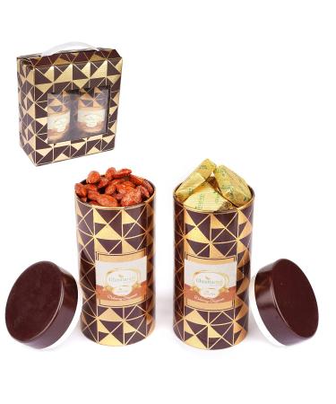 Jaiccha Ghasitaram Dryfruits Hamper-Box 2 Tin Jars of Flavoured Almonds and MEWA Bites |Gift for Diwali Holi Rakhi Valentine Christmas Birthday Anniversary Her Him|