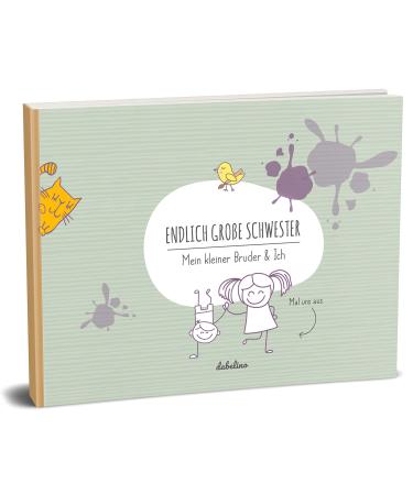 Gift for the birth for big sister: "Little brother + big sister" book ( KO recycling paper memory album/photo album for siblings)