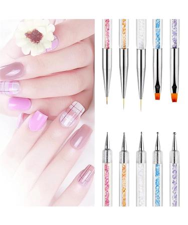 5 Pcs Nail Art Brush Set - Multicolored Nail Design Liner & Dotting Pens for UV Gel & Acrylic Nails | Best Nail Accessories - Buy Online on SooperMarket.com