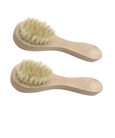 Hiibaby 2PCS Facial Cleaning Exfoliate Brush Facial Skin Care Tool Pore Cleaner Brush with High Grade wood Holder and Soft Bristle 100% Natural Bristles