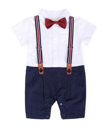 AmzBarley Baby Boys Gentlemans Outfit Suit Kids Long/Short Sleeve Dress Shirt Pants Vest Bowtie Tuxedo Rompers Childs Birthday Evening Holiday Party Black 128 3-6 Months
