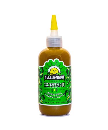 Organic Serrano Hot Sauce by Yellowbird - Organic Hot Pepper Sauce with Serrano Peppers, Cucumbers, and Lime - Plant-Based, Gluten Free, Non-GMO - Homegrown in Austin - 9.8 oz Organic Serrano 9.8 Ounce (Pack of 1)