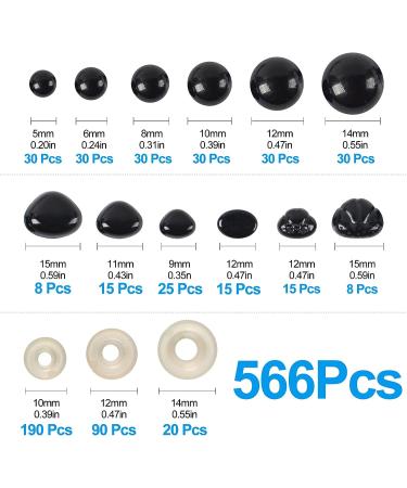 Yexixsr 566PCS Safety Eyes and Noses for Amigurumi - Craft Doll Eyes and Nose for Teddy Bear, Crochet Toy - Various Sizes - Buy Online on SooperMarket.com
