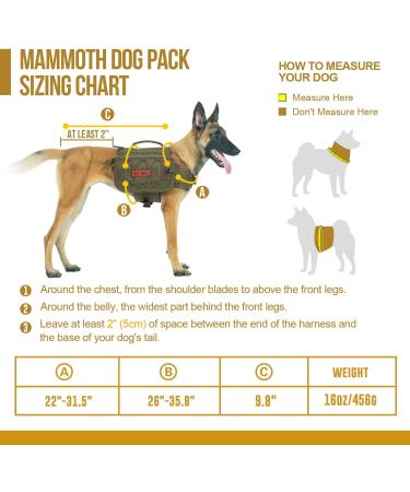 OneTigris Tactical Dog Backpack for Medium & Large Dogs - Green Large | Durable Nylon Pet Backpack for Hiking, Walking, Training & Running - Buy Online on SooperMarket.com