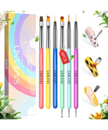 Saviland nail art brush set-6-part nail design brush gel nail brush for nail extension professional nail brush 3 sizes nail art liner brush for home home works 6Pcs nail art pens