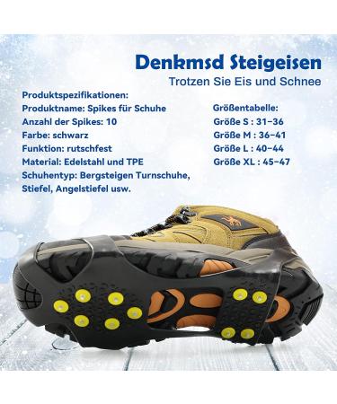 Premium 10-Spike Shoe Crampons - Anti-Slide Winter Chains for Outdoor Sports & Mountaineering (Size 31-36) - Buy Online on SooperMarket.com