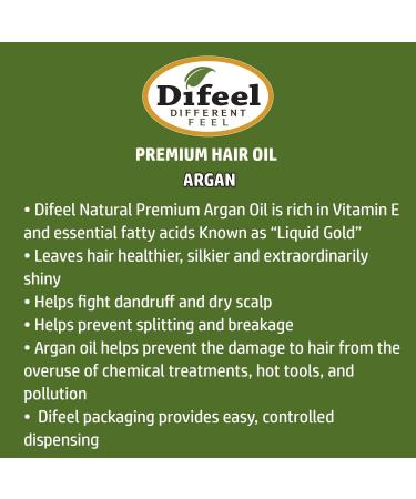 Difeel Premium Natural Hair Oil -Argan Oil Moisturizes Dry Hair & Smoothes Hair Follicles Leaves Hair Thicker Softer & Silkier 70 g - Buy Online on SooperMarket.com