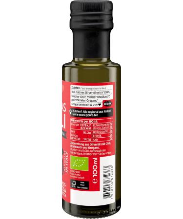 Ppura Bio Native Olive Oil Extra Mammas Chili | 100% Natural Italian Olive Oil with Chili Garlic & Oregano | Cold Pressed & Light-Protected | 100ml - Buy Online on SooperMarket.com