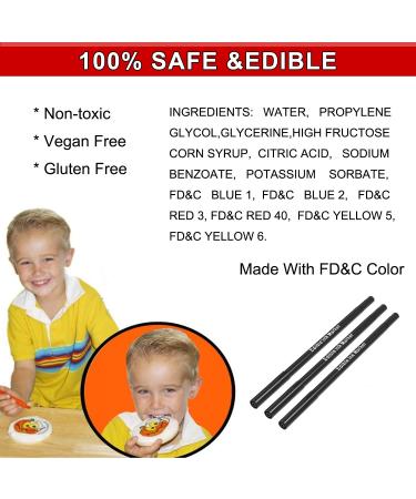 3pcs Black Food Coloring Markers | Double Sided Ultra Fine Tip Edible Pens | Food Grade Gourmet Writer for Decorating, Painting, Drawing | Ideal for Baking, Fondant, Cake, Cookie, Frosting | By Edibleink - Buy Online on SooperMarket.com