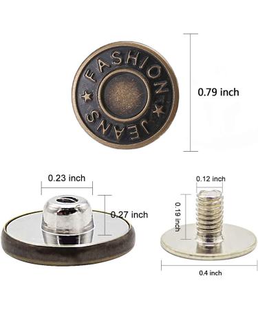 GIYOMI 20mm No Sewing Jeans Buttons Replacement Kit - 12 Sets Metal Buttons Repair Combo with Rivets and Screwdrivers | 0.79 inch - Buy Online on SooperMarket.com