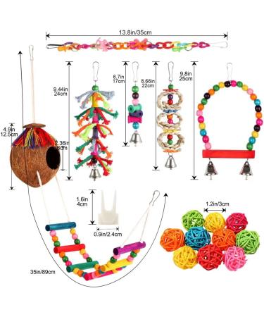 17-Piece Bird Parakeet Toy Set | Swing, Chew, Climb, Hang | Coconut Cage Toys for Cockatiels, Conures, Finches, Budgies | Lovebird Accessories - Buy Online on SooperMarket.com