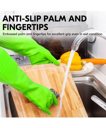 Vgo Reusable Long Sleeve Dishwashing Gloves, Size L Green - 1 Pair | Thick Latex Cleaning Gloves for Kitchen, Washing, Painting, Gardening, Pet Care - Buy Online on SooperMarket.com