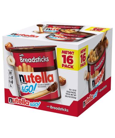 Nutella & Go Hazelnut Spread with Breadsticks 28.80 oz --16 Pack - 1.8 oz Each, 1.8 Ounce (Pack of 16)