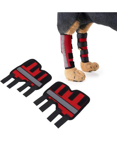 EVTSCAN 1 Pair Supportive Dog Leg Braces Reflective Designed Dog Front Leg Protector for Injury/Sprains/Instability/Anthritis(L-red) L Red - Buy Online on SooperMarket.com