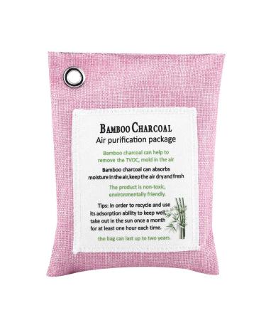 Natural air purification bag activated charcoal bamboo smell Absorber Eliminator Home Auto shows for fridge toilet bathroom cabinet (pink)