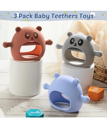 3 Packs Panda Baby Teething Toys for Babies 3 Months+ Silicone Baby Never Drop Teething Toys Anti Dropping Wearable Teething Mittens Baby Teether Baby Chew Toys for Babies Sucking Needs - Buy Online on SooperMarket.com